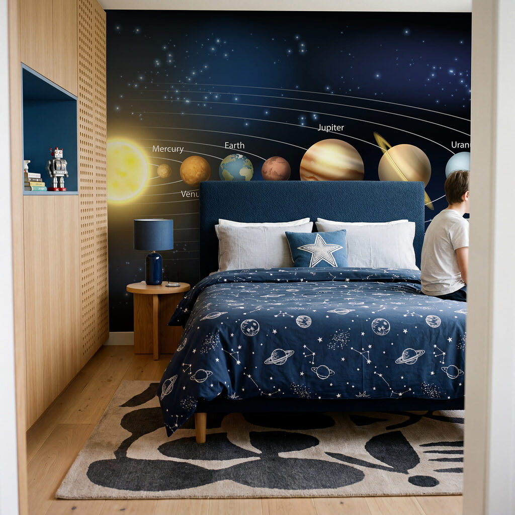 Sluneční soustava s planetami a hvězdami Sluneční soustava s planetami a hvězdami