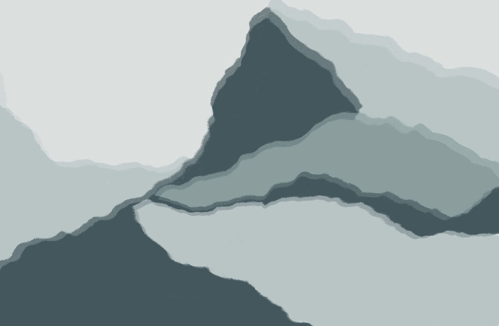 Abstract mountain landscape in cool tones