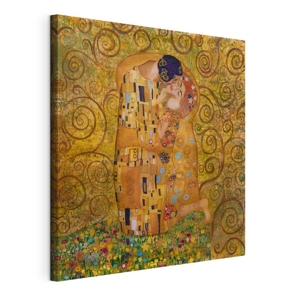 A painting of a man and woman kissing A painting of a man and woman kissing