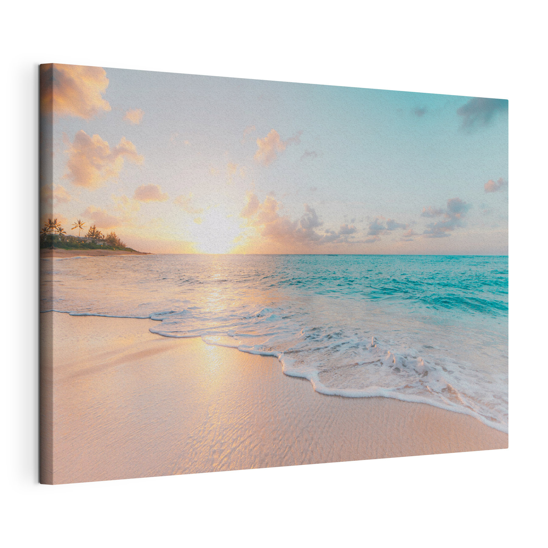 A beach with waves and a sunset A beach with waves and a sunset