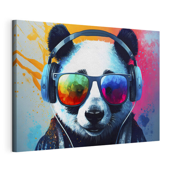 Obraz Panda se sluchátky na uších a slunečními brýlemi