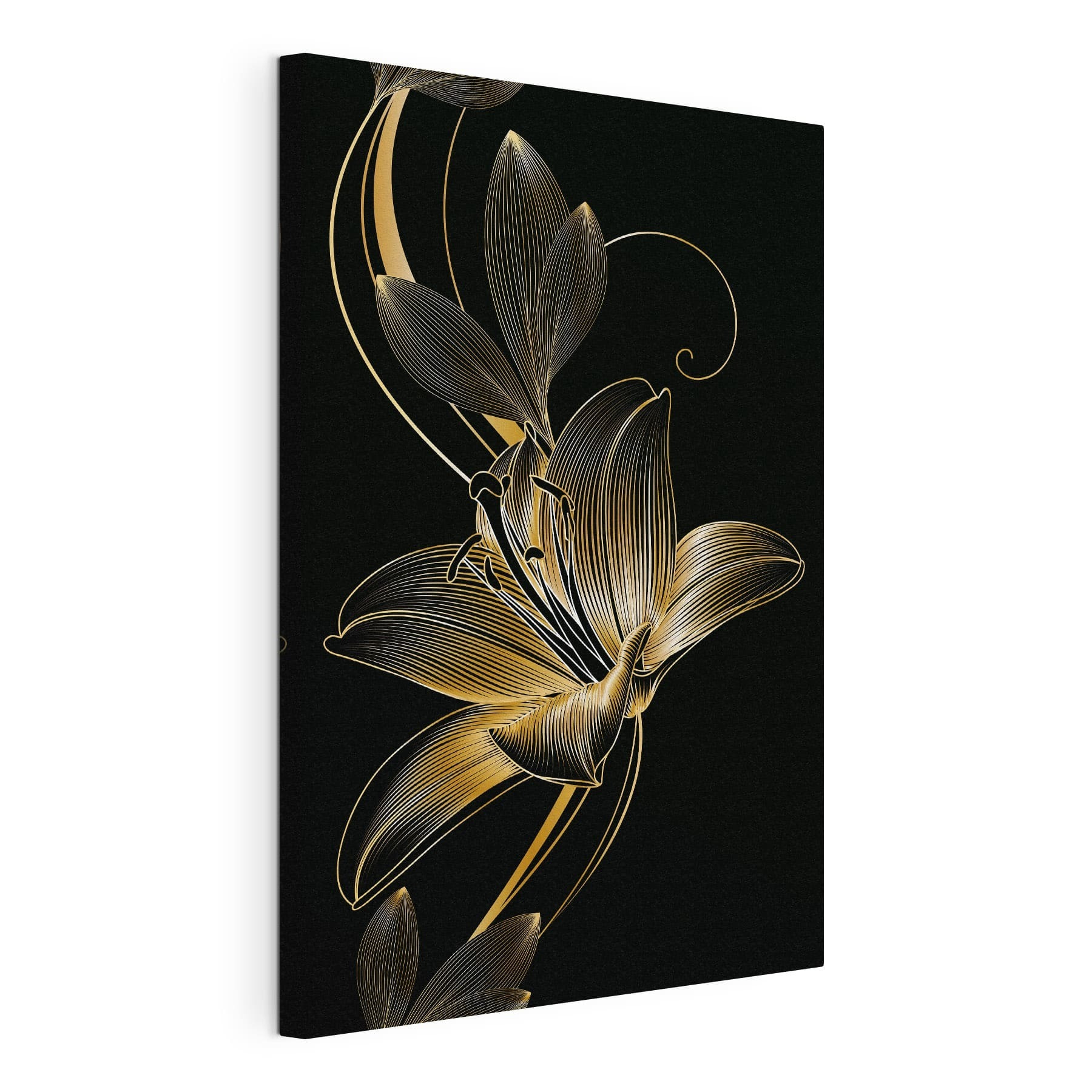 Elegant black and amber floral art