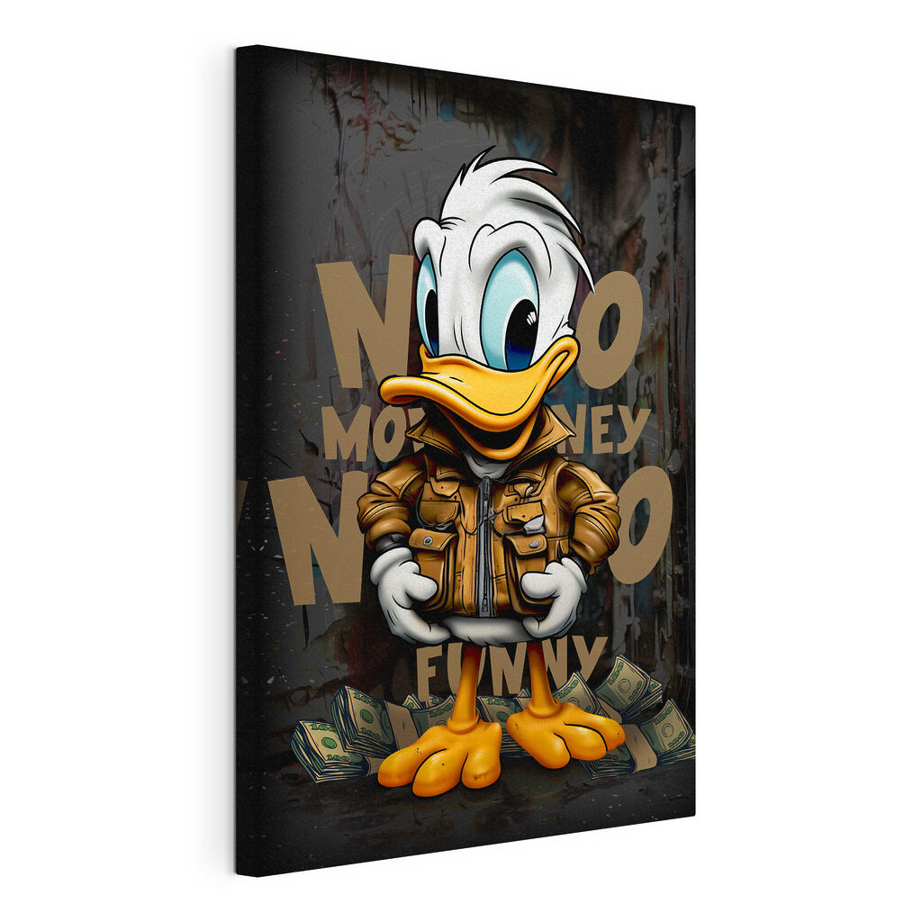 Cartoon duck wearing a jacket and holding a bunch of money Cartoon duck wearing a jacket and holding a bunch of money