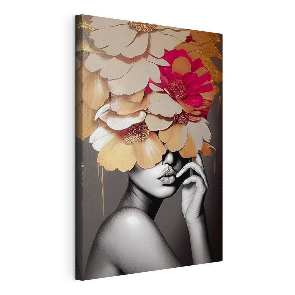 Woman with flowers on her head