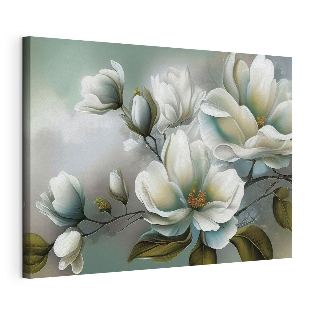 A painting of white flowers A painting of white flowers