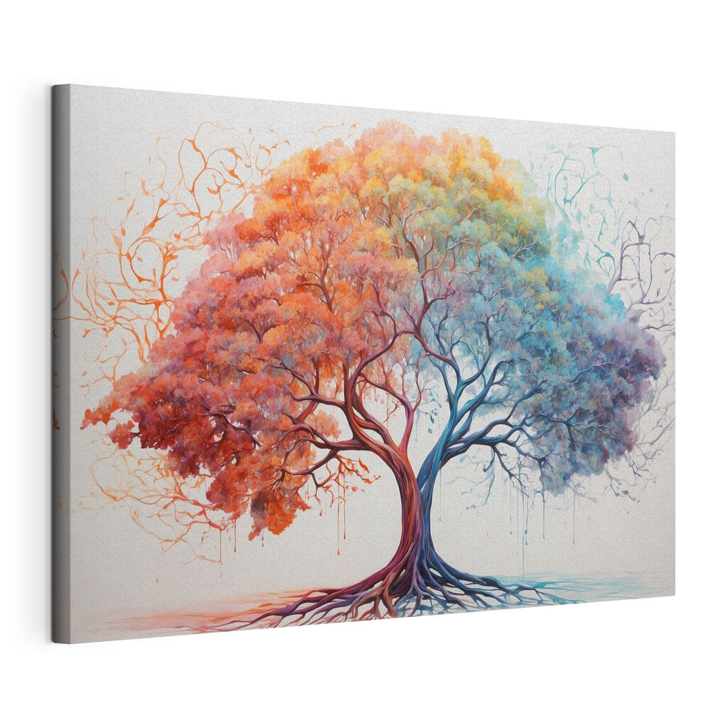 A tree with different colors of leaves A tree with different colors of leaves