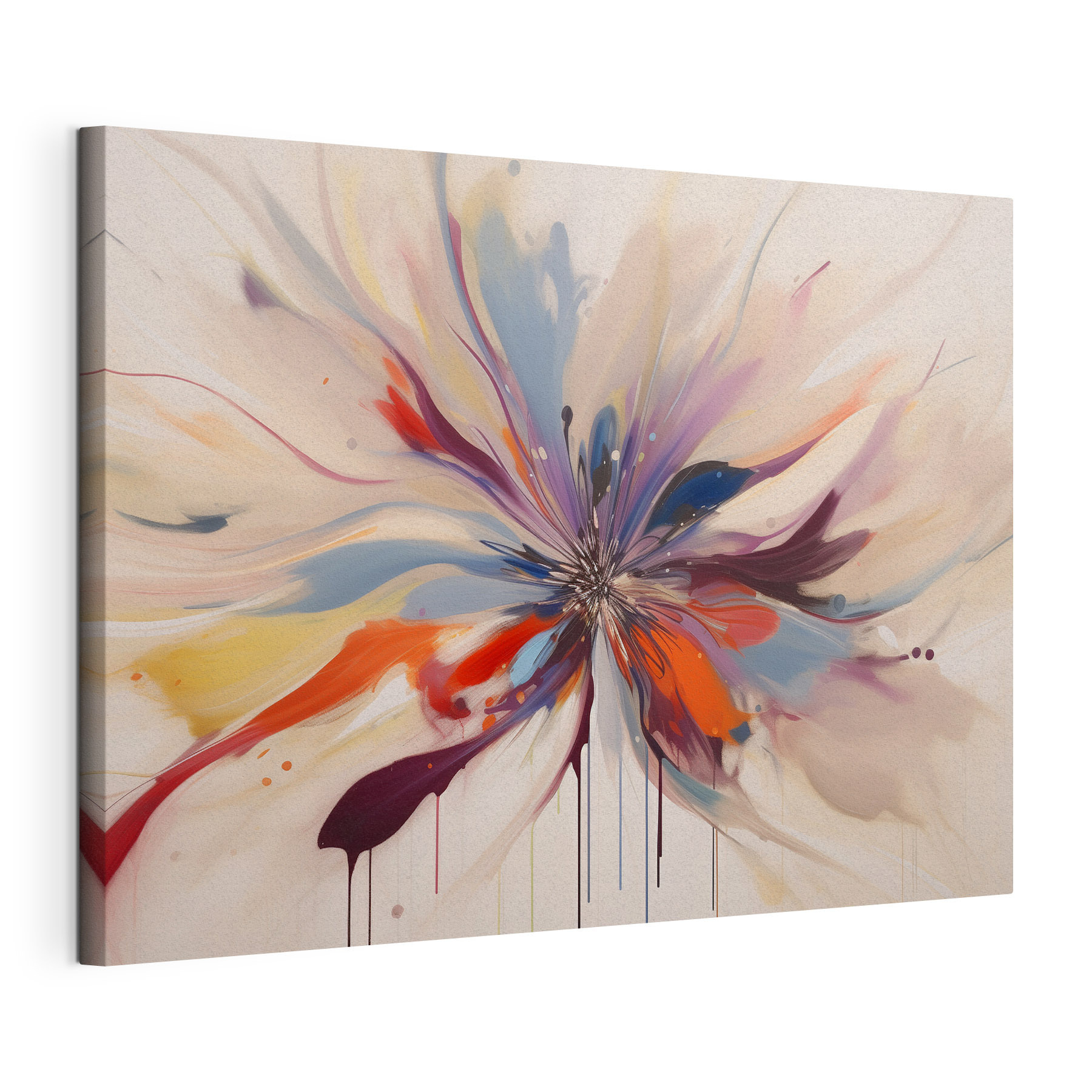 A colorful flower with a burst of paint