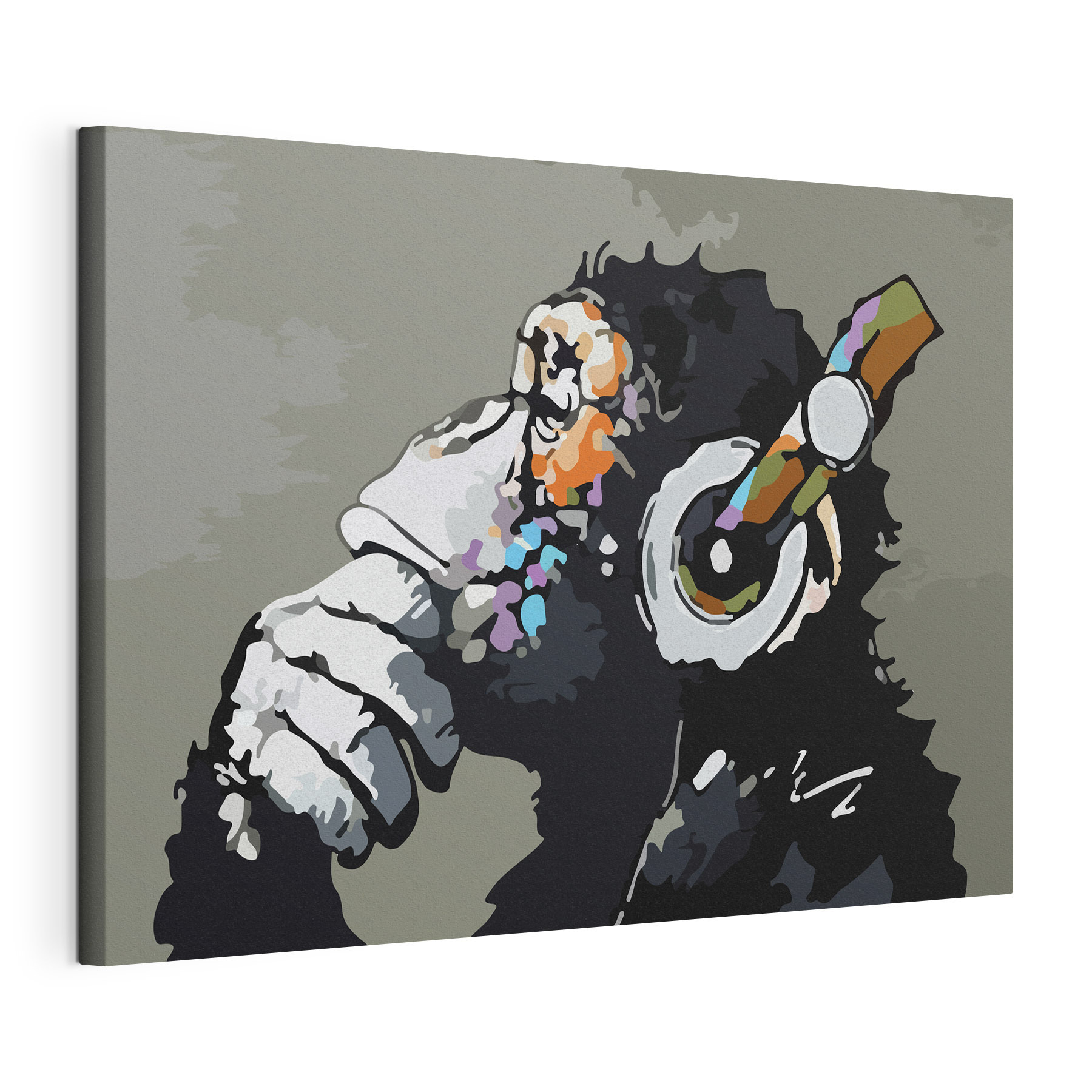 A cartoon of a monkey holding a headphone A cartoon of a monkey holding a headphone