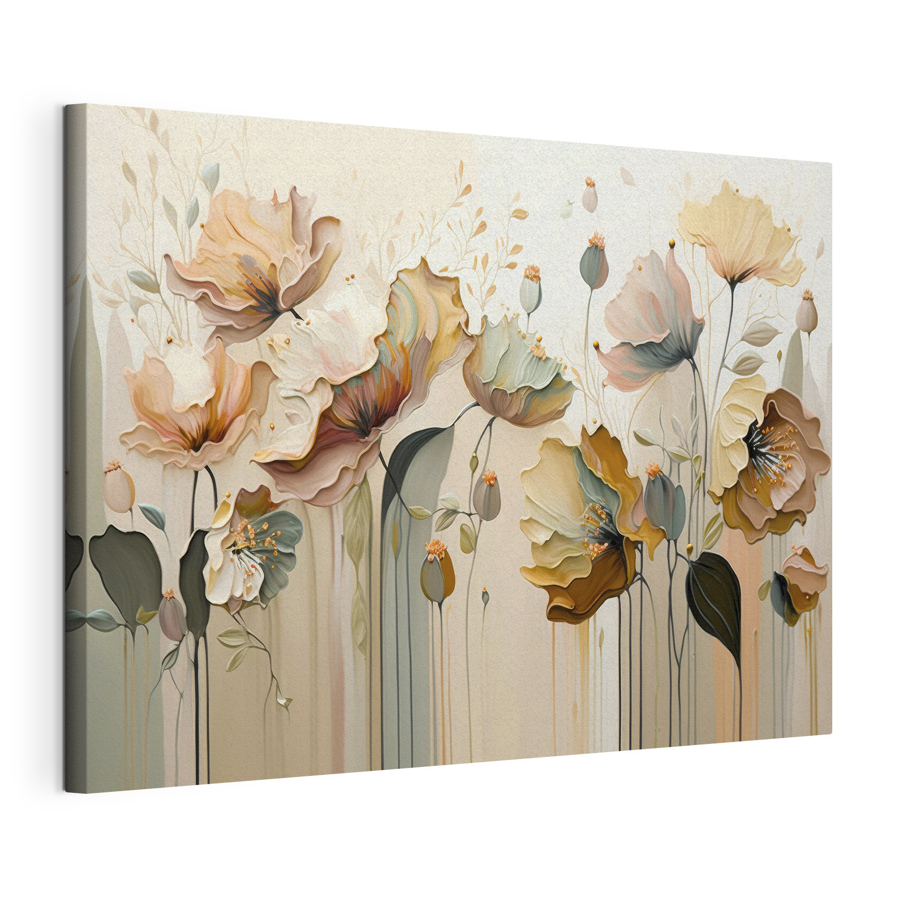 A painting of flowers on a wall A painting of flowers on a wall