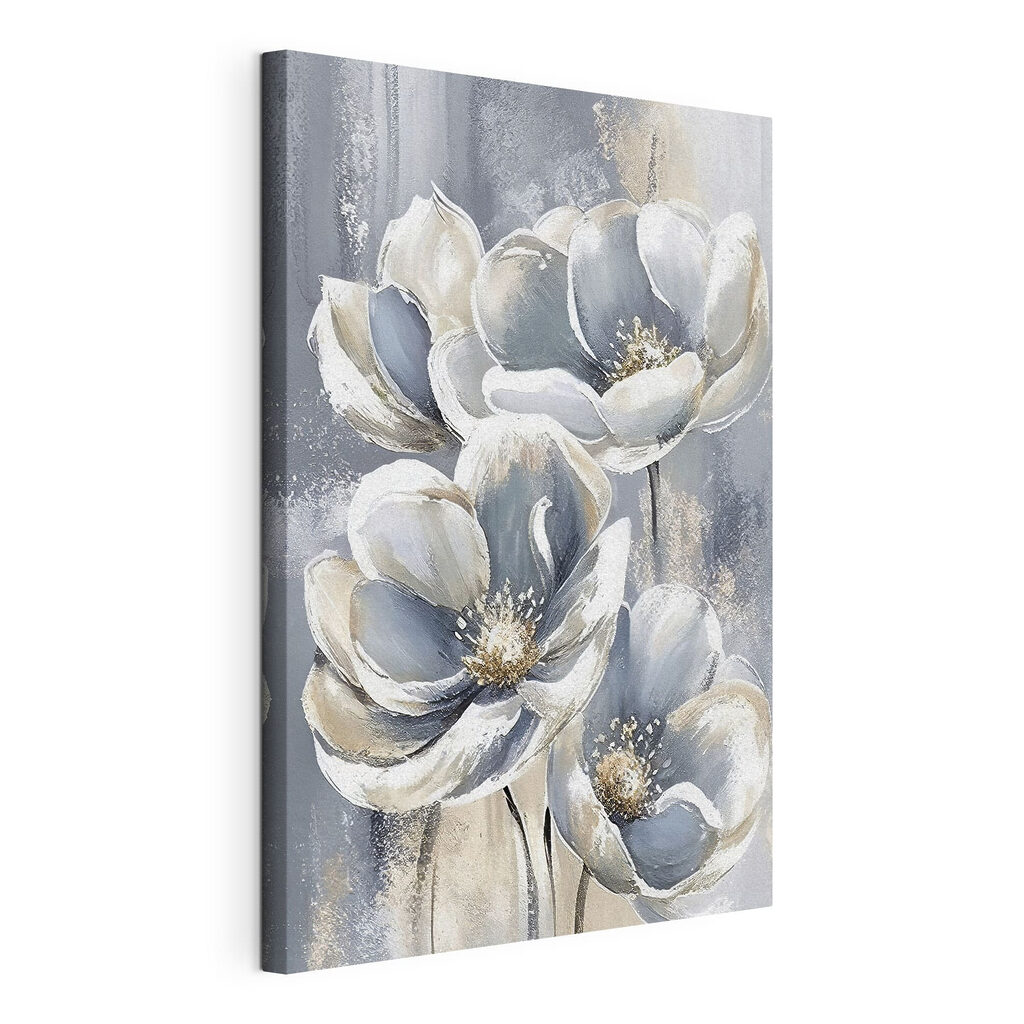 A painting of flowers on a grey background A painting of flowers on a grey background