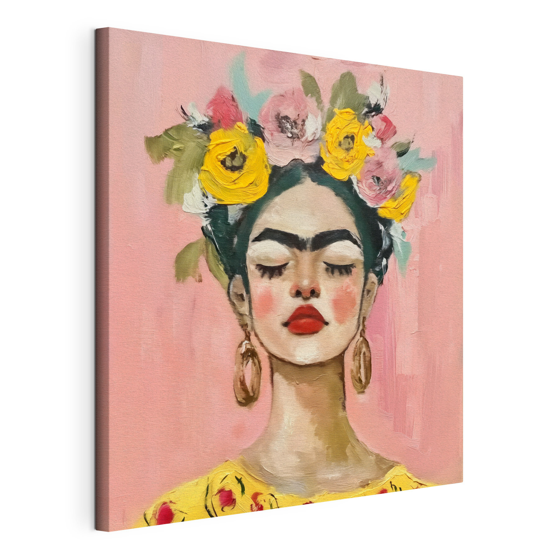 A painting of a woman with flowers in her hair A painting of a woman with flowers in her hair