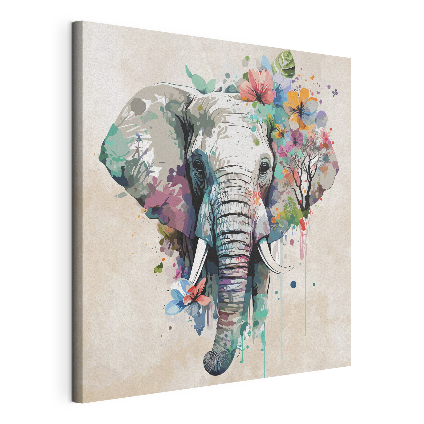 An elephant with flowers and leaves An elephant with flowers and leaves
