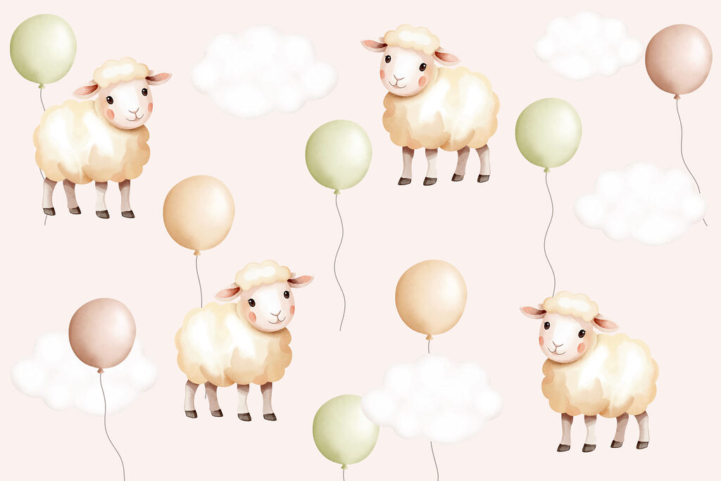 Pattern of sheep and balloons Pattern of sheep and balloons