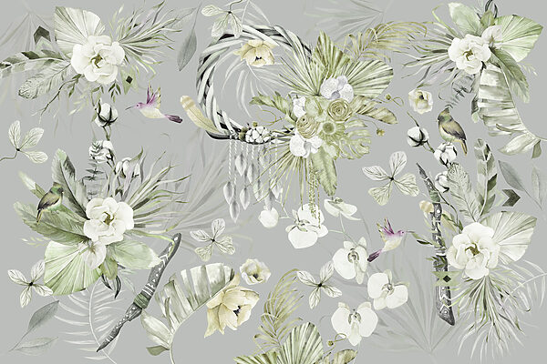 Floral pattern with birds and flowers Floral pattern with birds and flowers