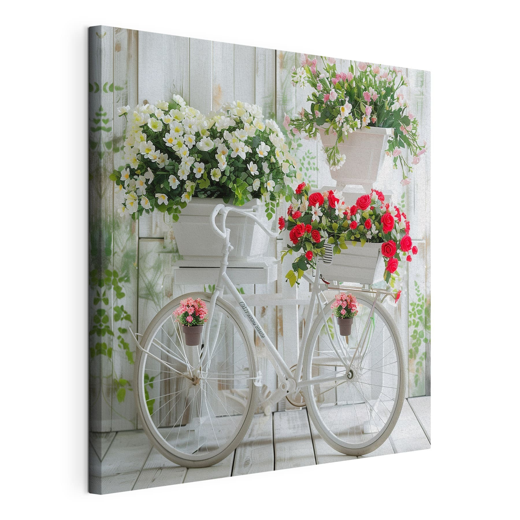 Bicycle with flowers in baskets