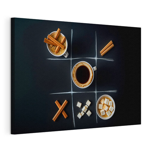 Obraz Obraz Hra Tic tac toe s kávou a marshmallows (Katalogové číslo: s40163)