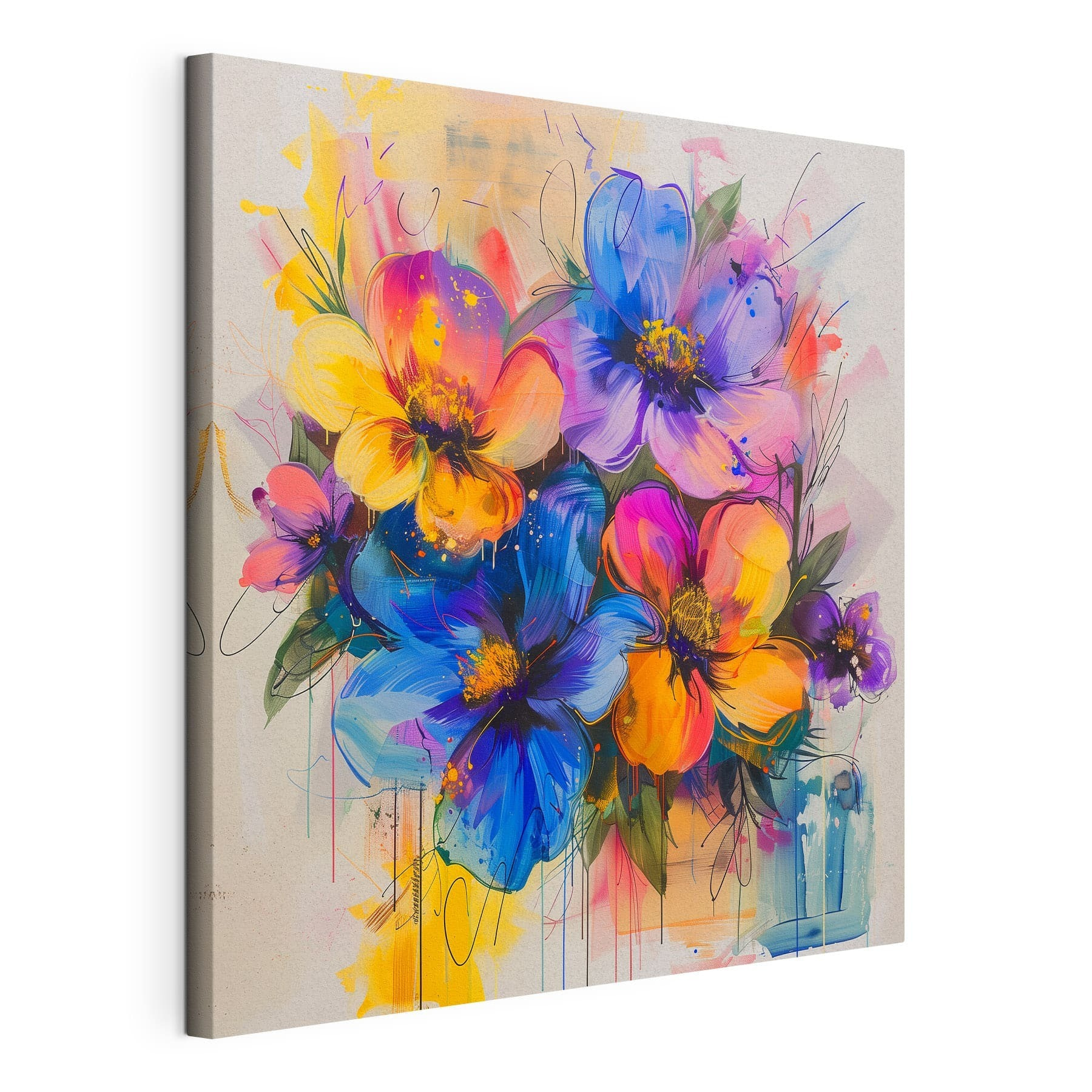 Painting of flowers on a white surface