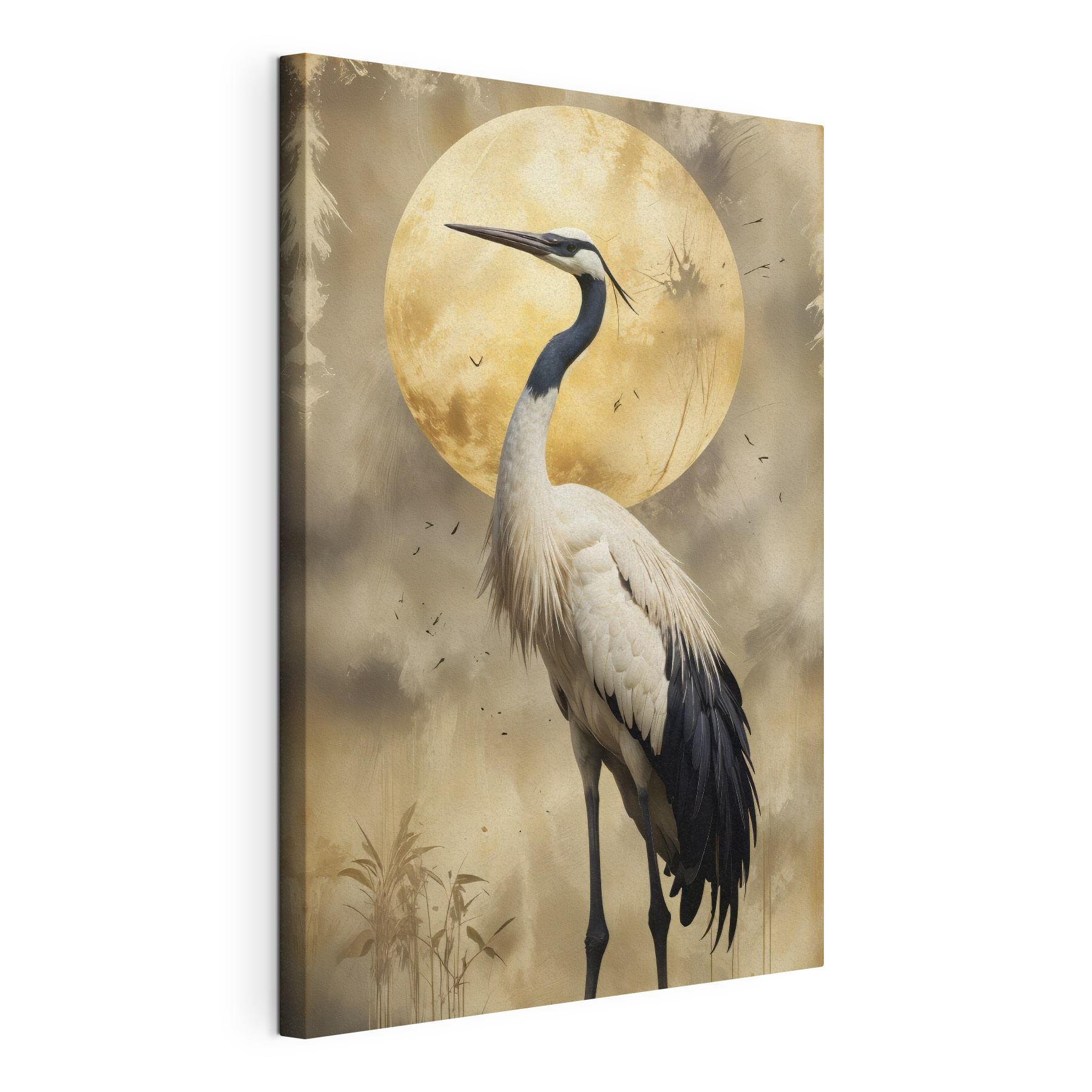 Bird standing in front of a full moon