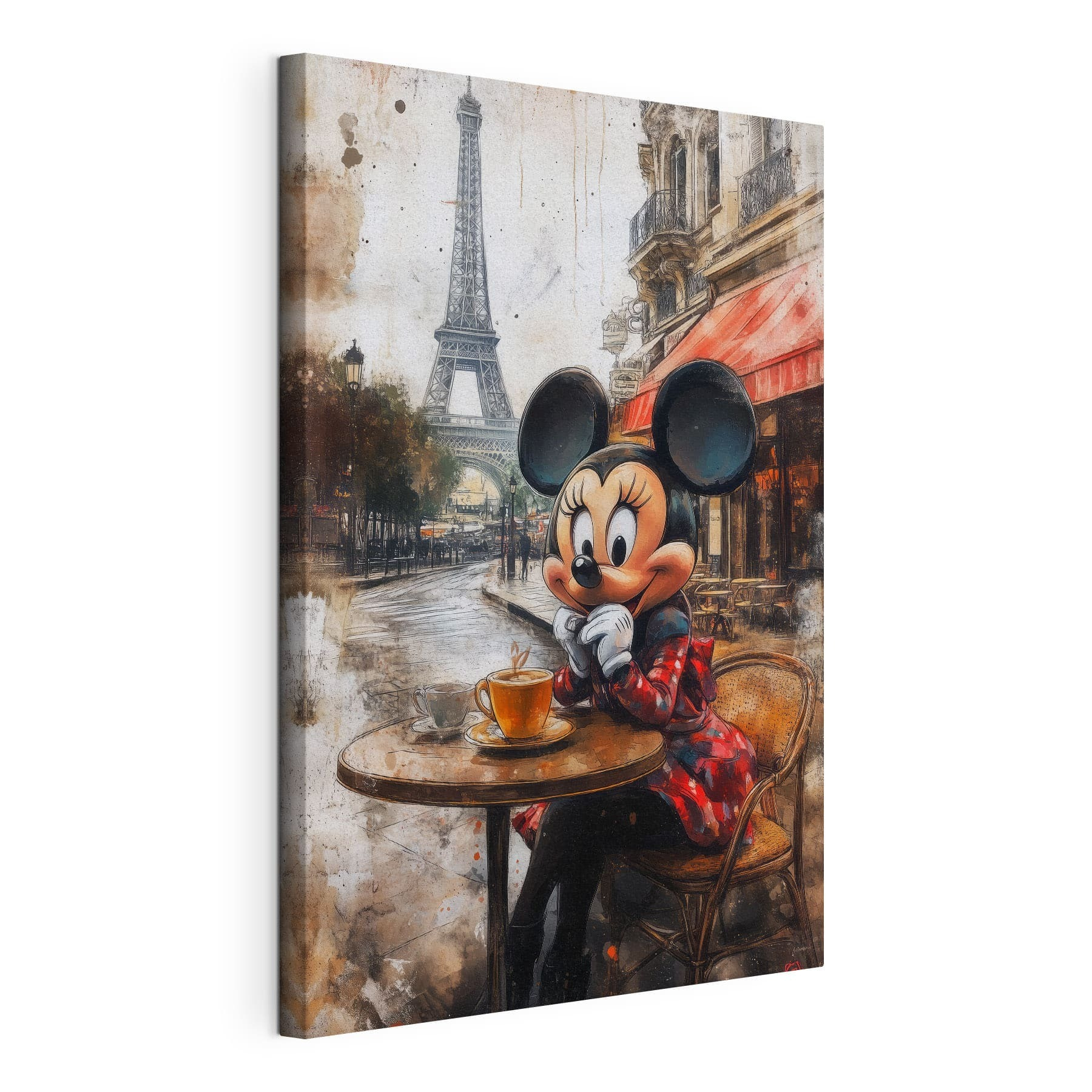 Cartoon character sitting at a table with a cup of tea