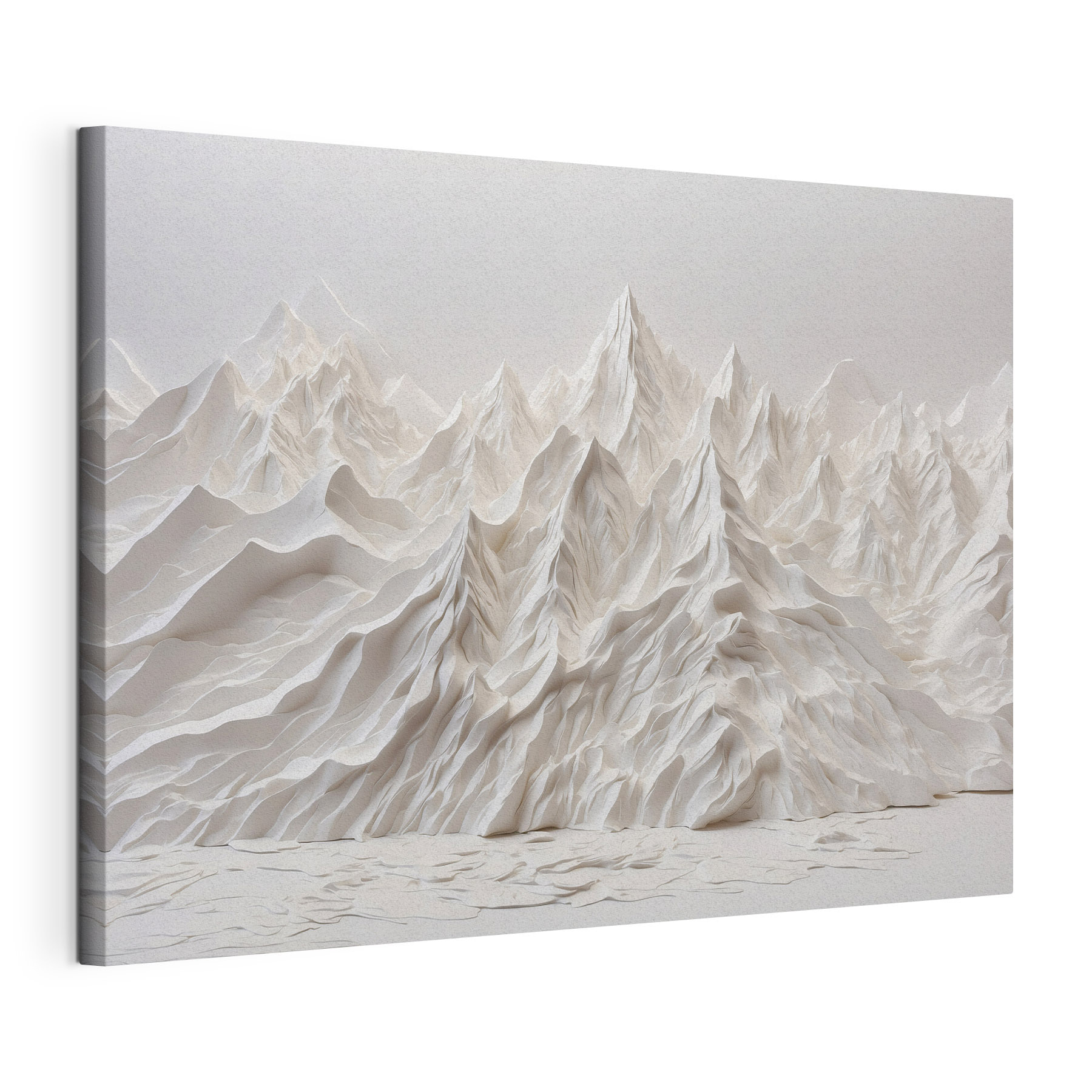 White mountain range with snow
