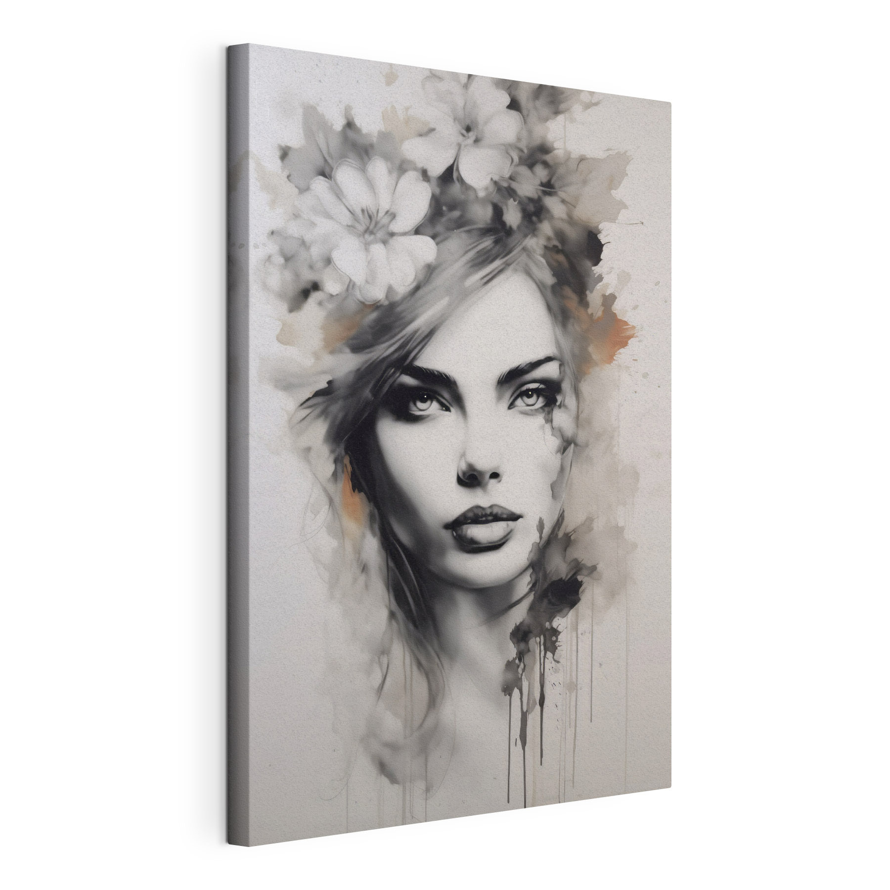 Painting of a woman with flowers in her hair Painting of a woman with flowers in her hair