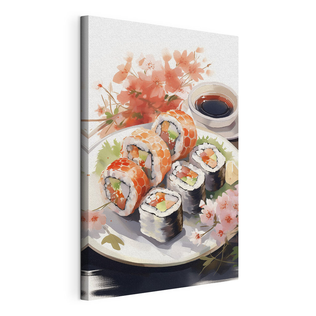 Plate of sushi and sauce Plate of sushi and sauce