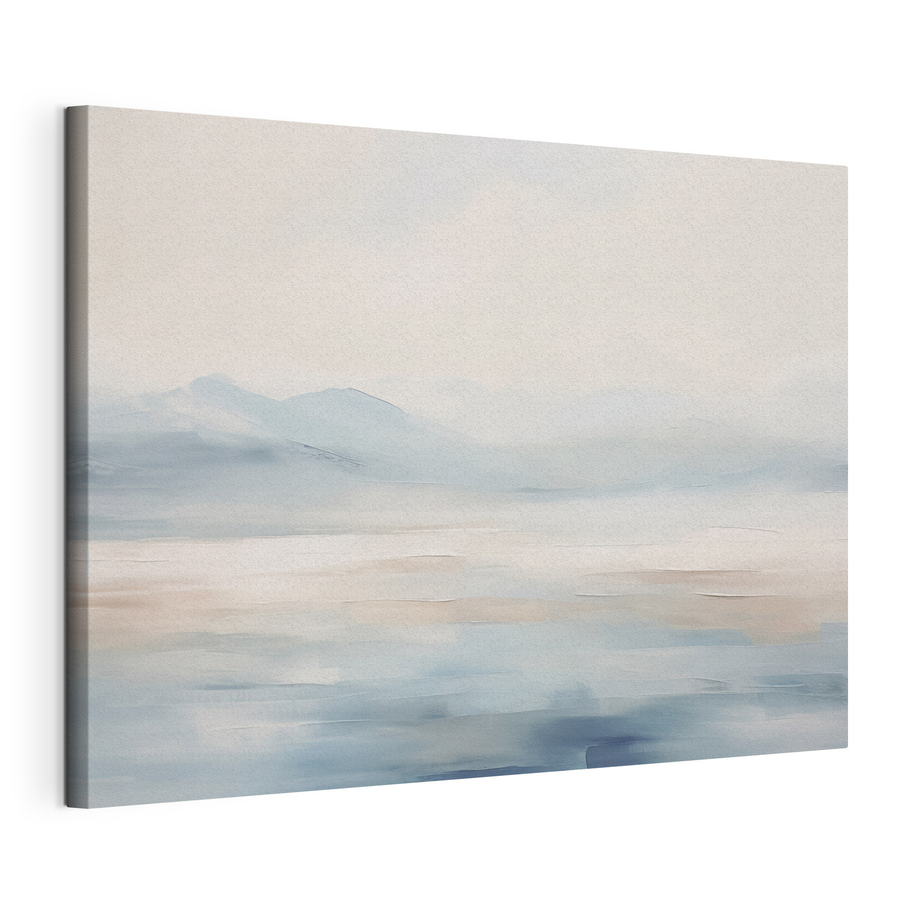 Painting of a landscape with mountains in the distance Painting of a landscape with mountains in the distance