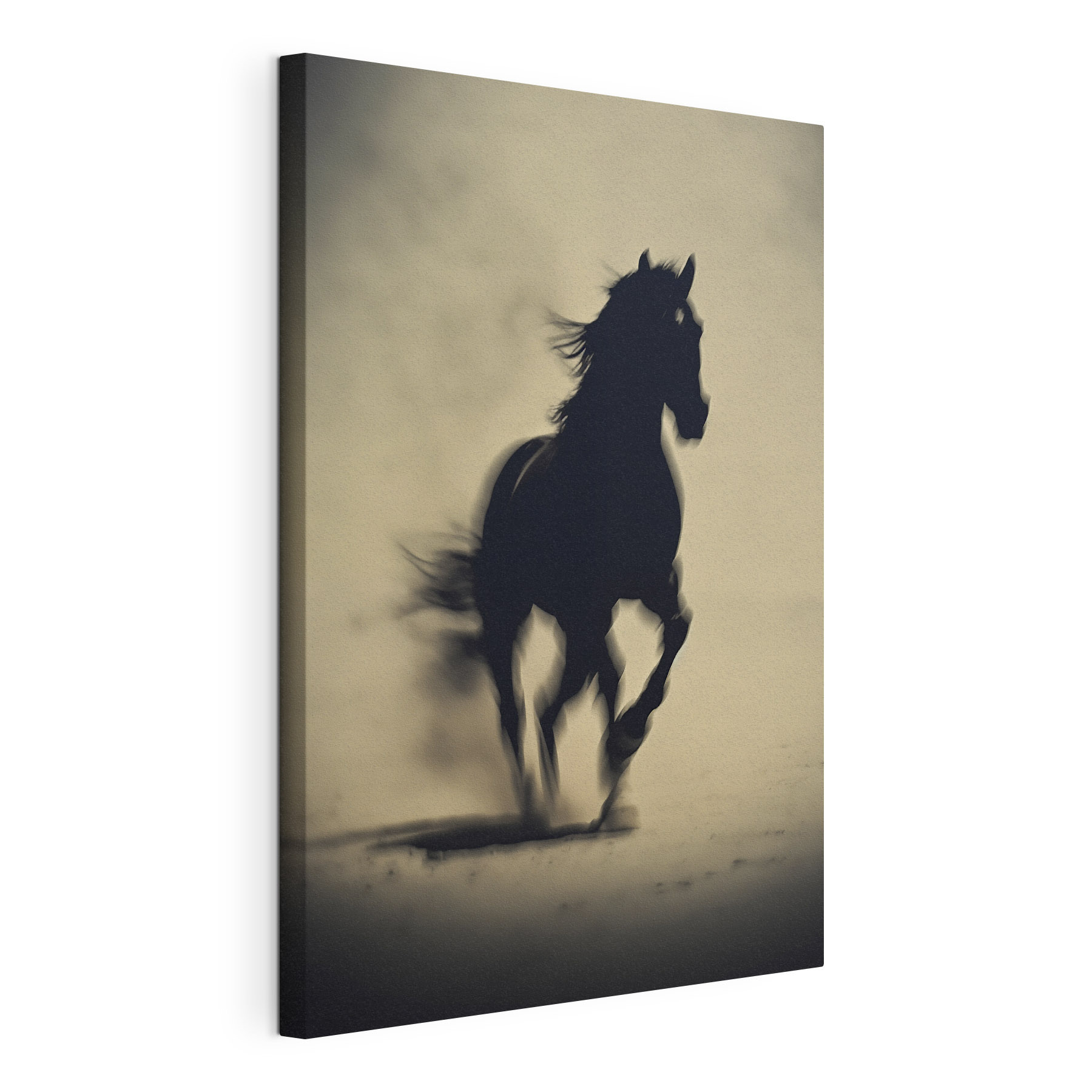 Horse running in the snow