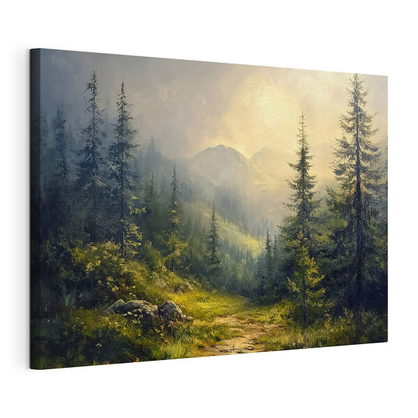 Obraz Painting of a forest with mountains and trees (Katalogové číslo: s42019) Obraz Painting of a forest with mountains and trees (Katalogové číslo: s42019)