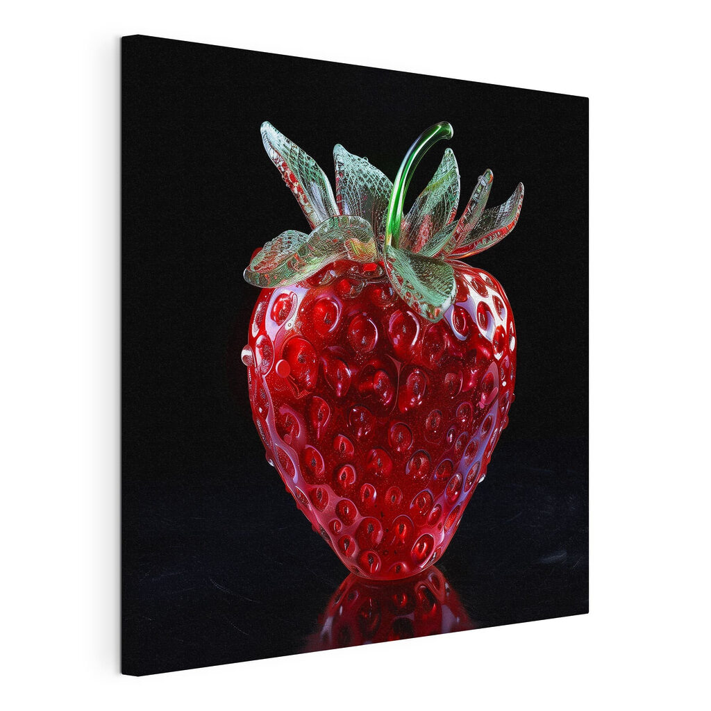 Glass strawberry with a green stem