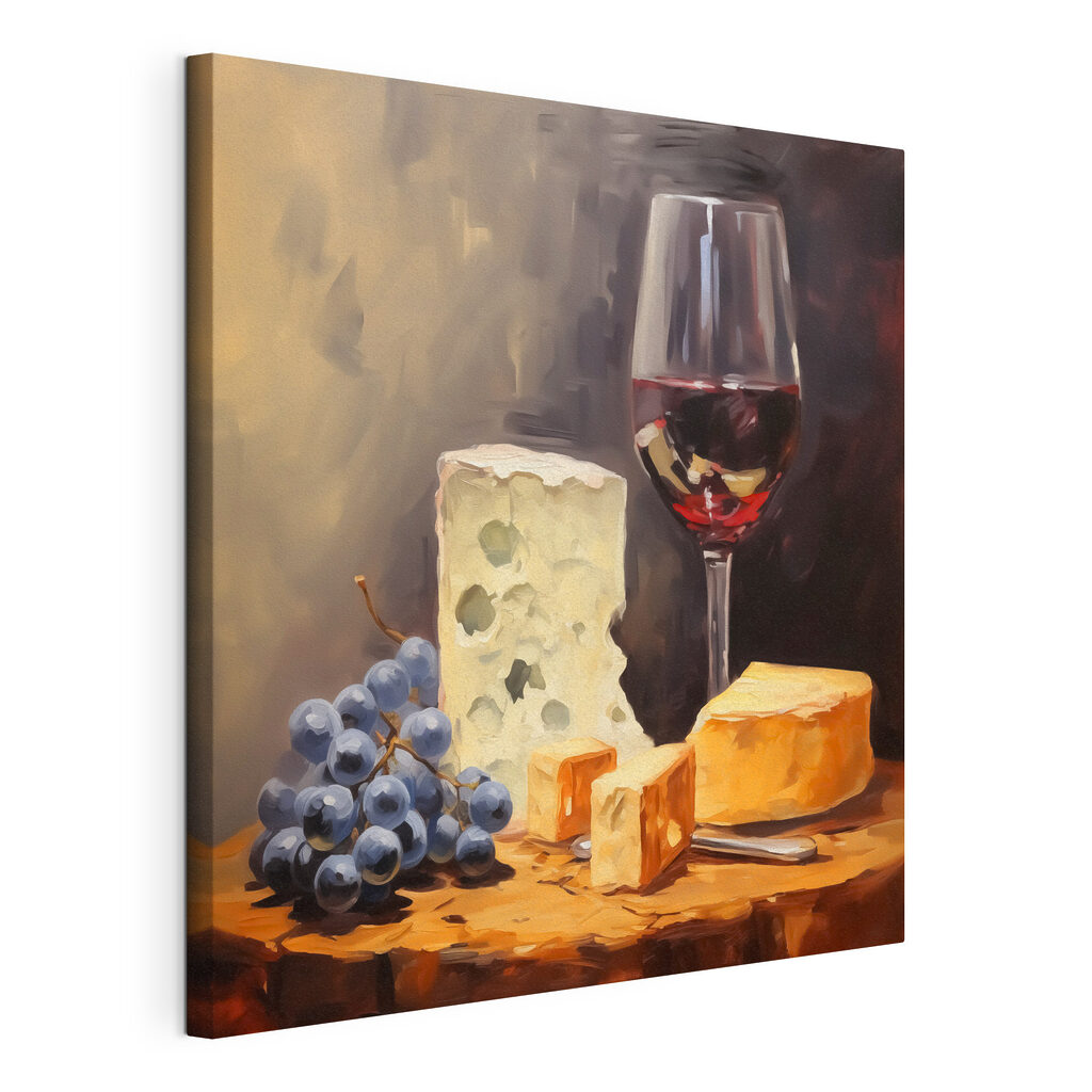 Glass of wine and cheese on a table Glass of wine and cheese on a table