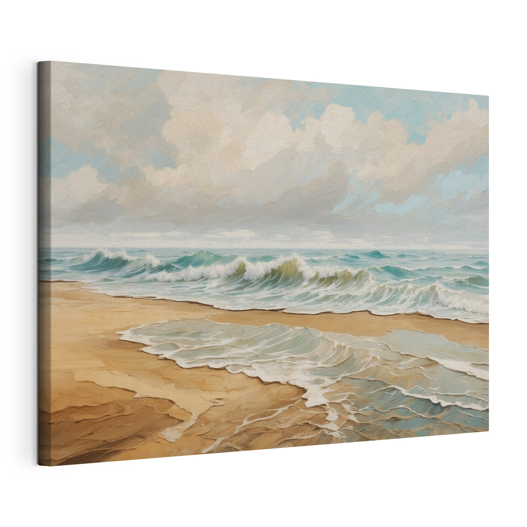 Painting of waves crashing on a beach Painting of waves crashing on a beach