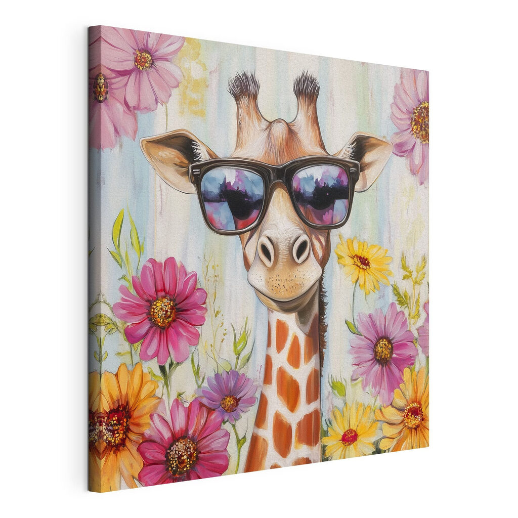 Giraffe wearing sunglasses and flowers Giraffe wearing sunglasses and flowers