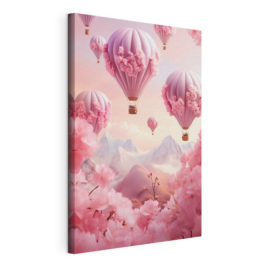 Hot air balloons with cherry blossoms Hot air balloons with cherry blossoms