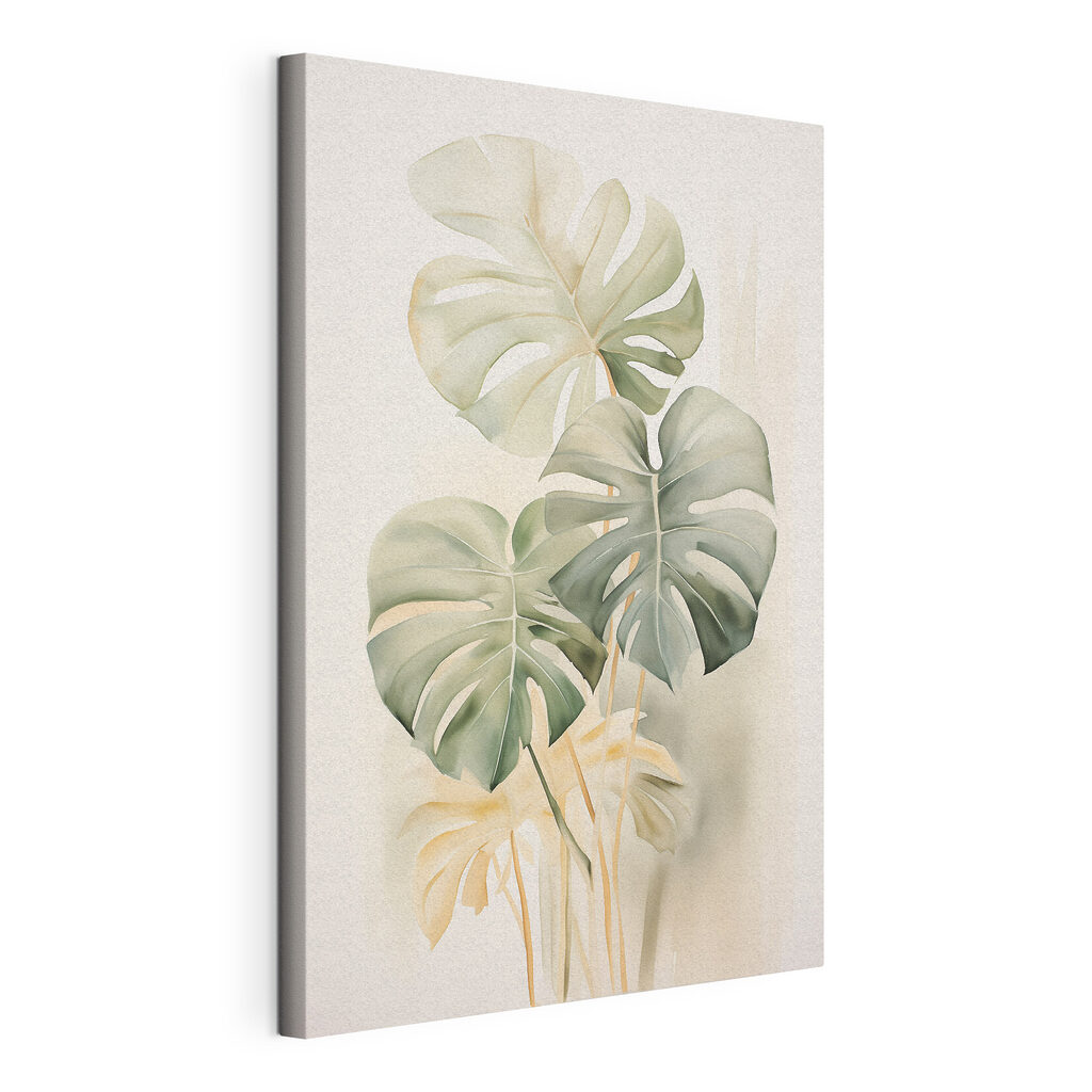 Painting of leaves on a white background