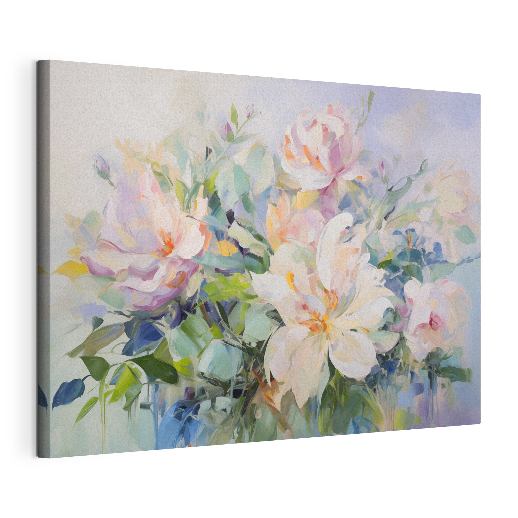 Painting of flowers on a blue background Painting of flowers on a blue background