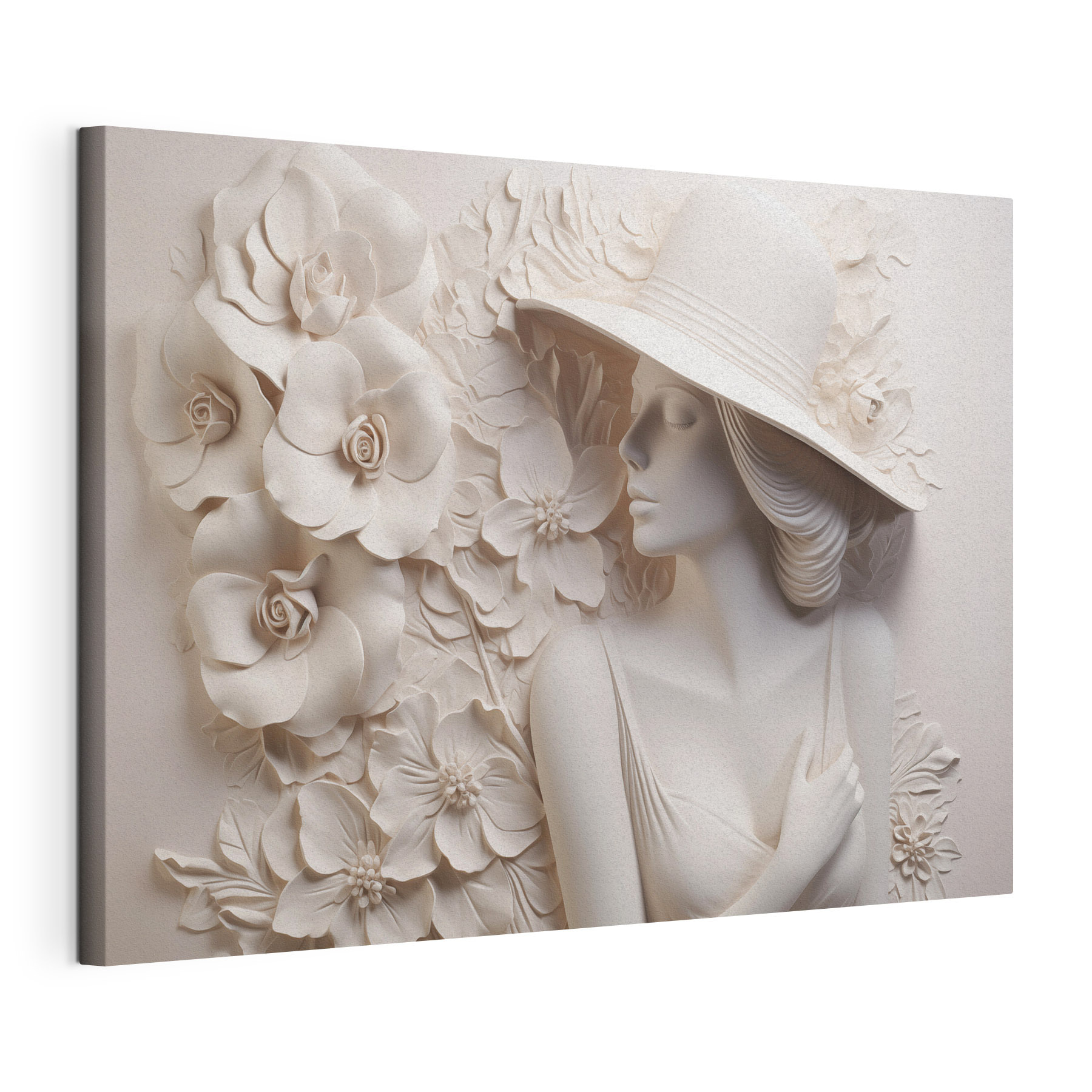 Statue of a woman wearing a hat