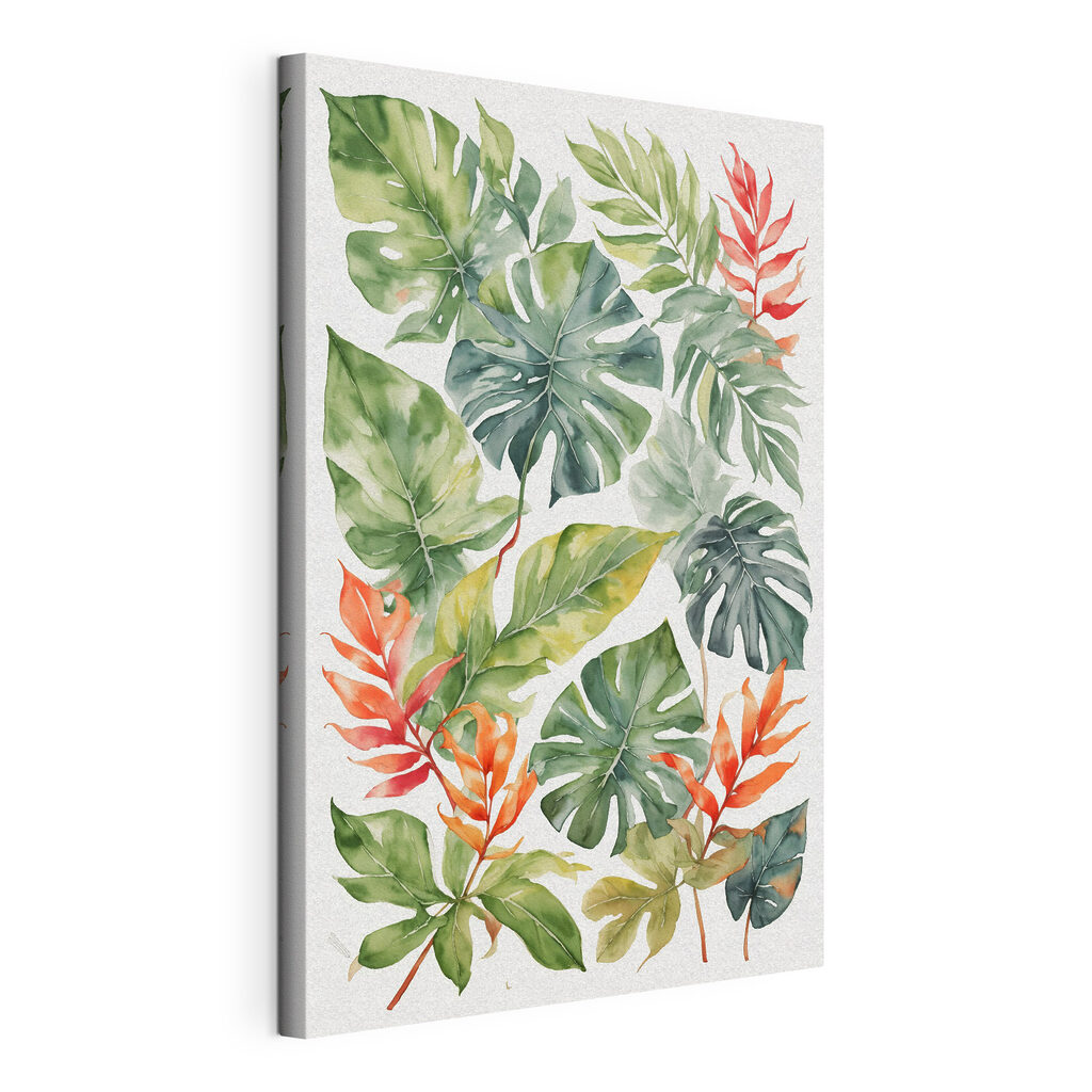 Group of green and orange leaves
