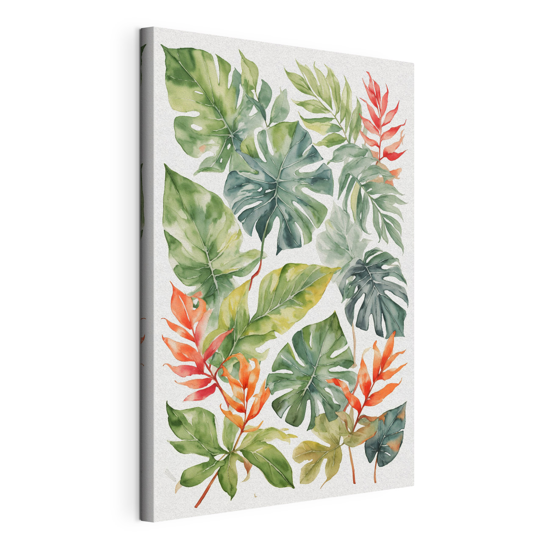 Group of green and orange leaves