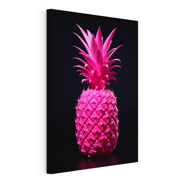 Růžový ananas na černém pozadí Obraz Růžový ananas na černém pozadí
