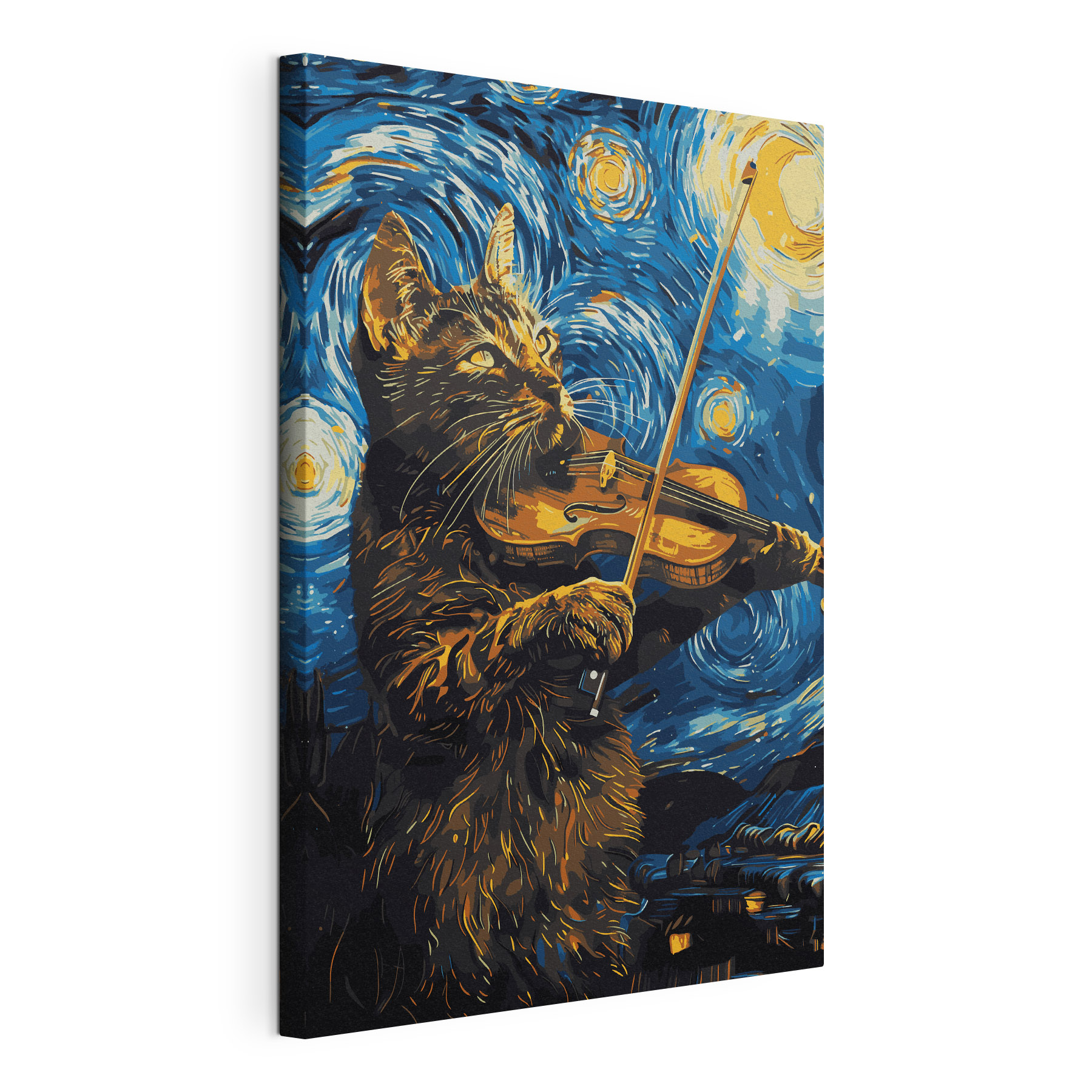 A cat playing a violin