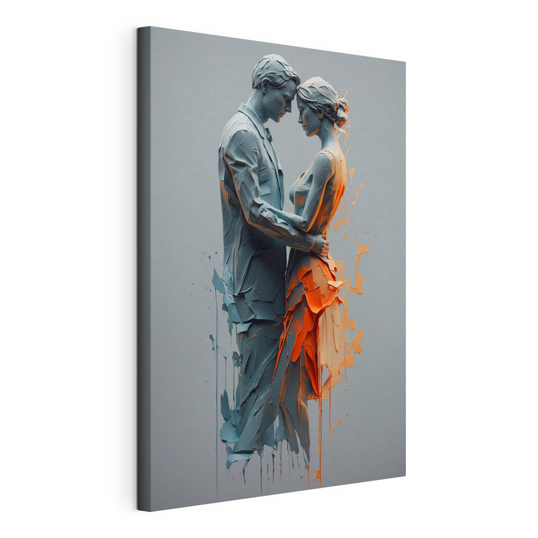 A man and woman painted in paint