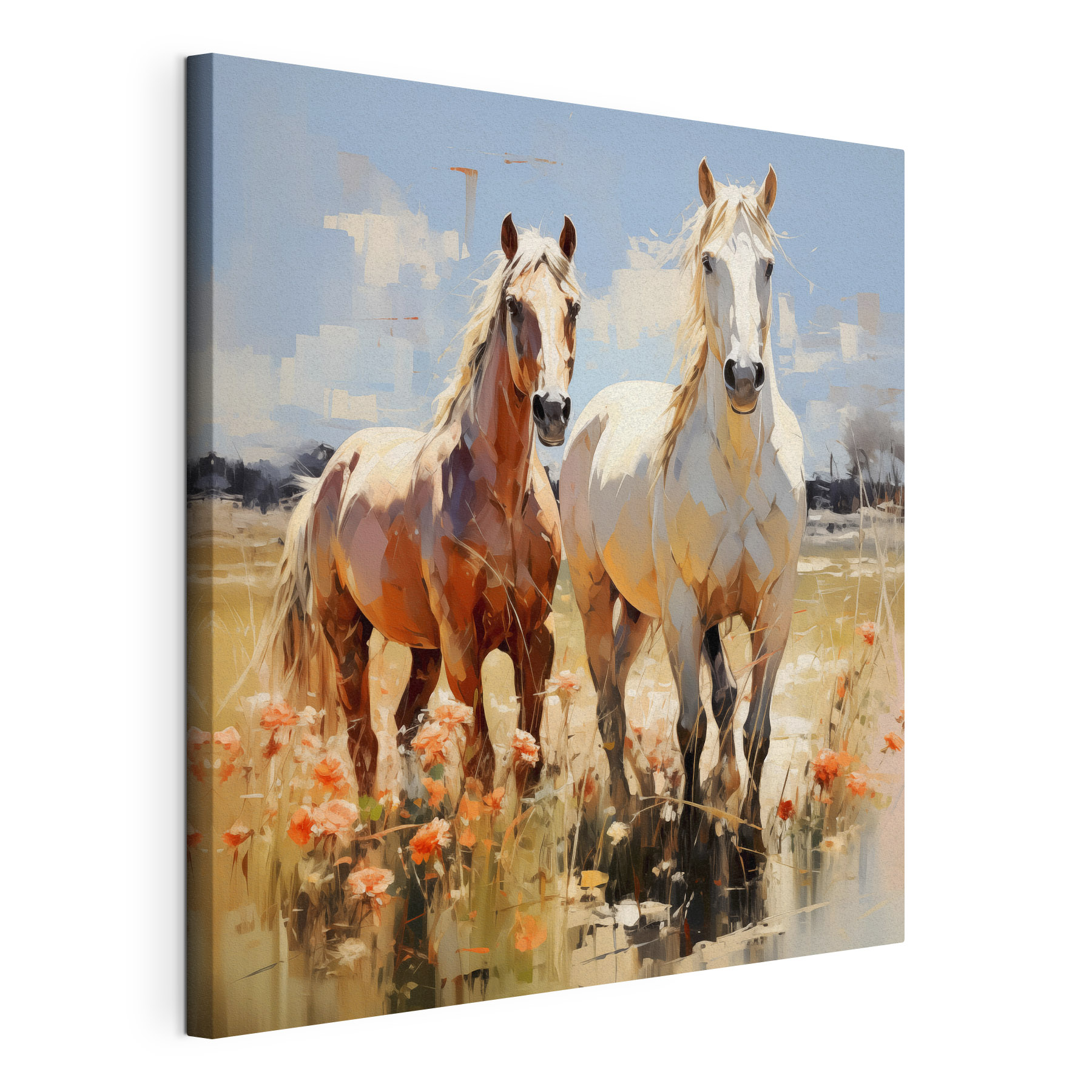 Two horses standing in a field