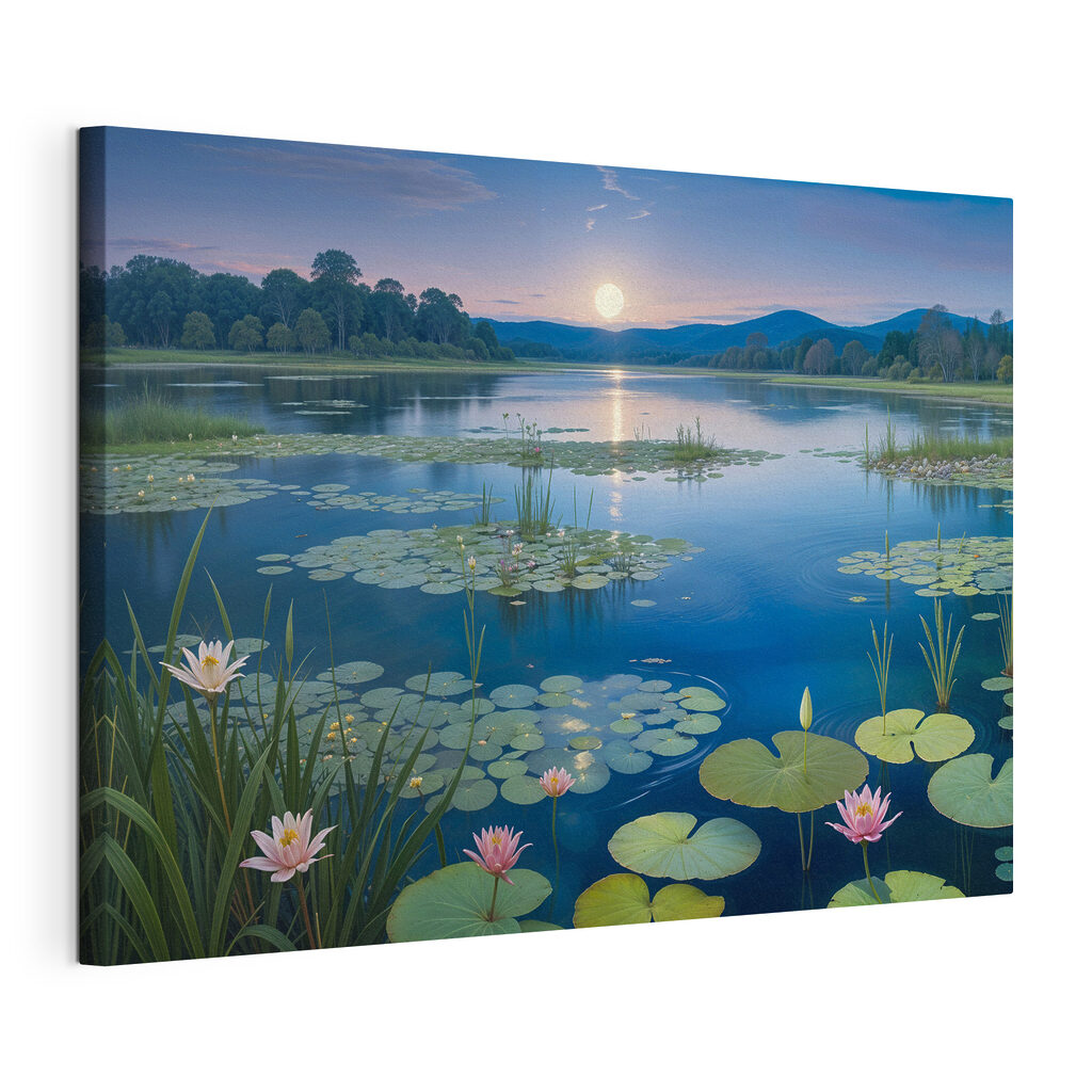 Lake with lily pads and lily pads