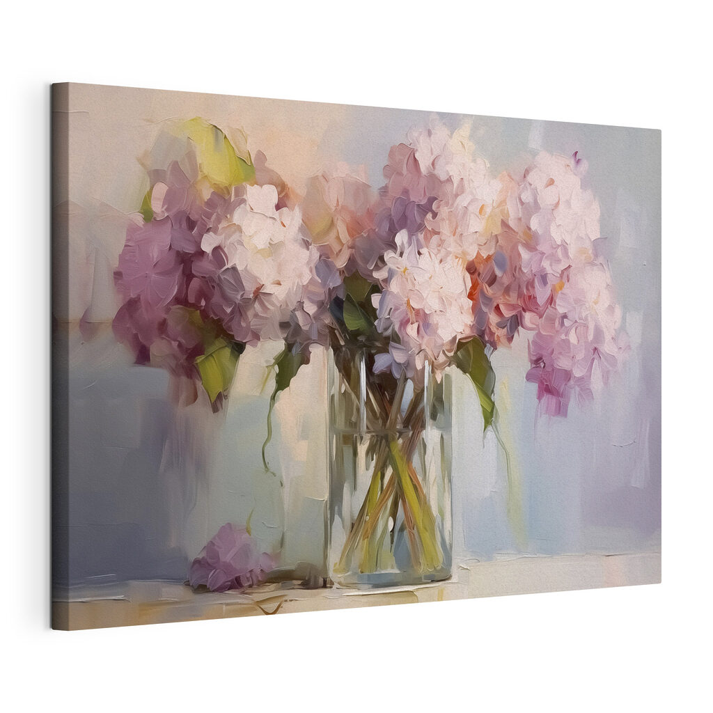 Painting of flowers in a glass vase