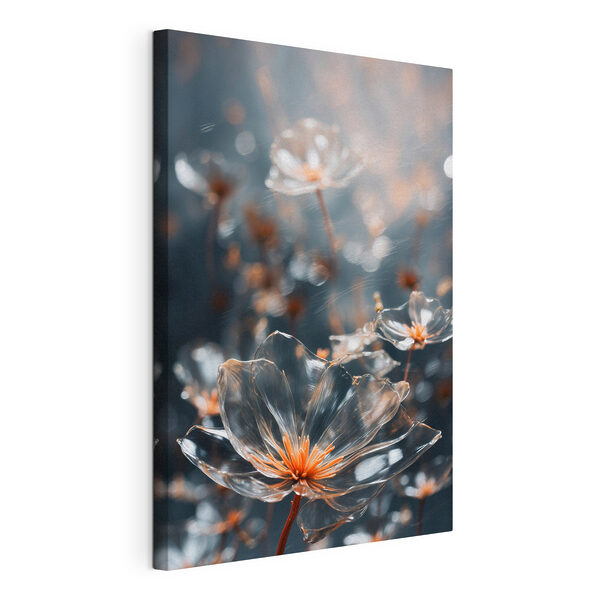Transparent flowers with orange centers