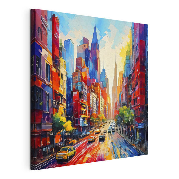 City street with cars and buildings