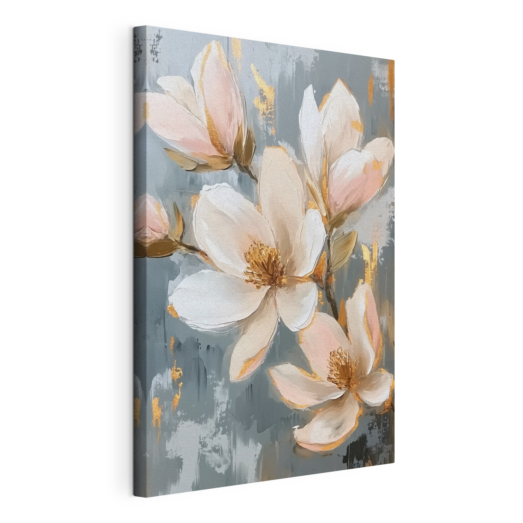 Painting of flowers on a blue background