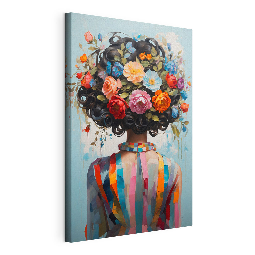 Painting of a woman with flowers on her head