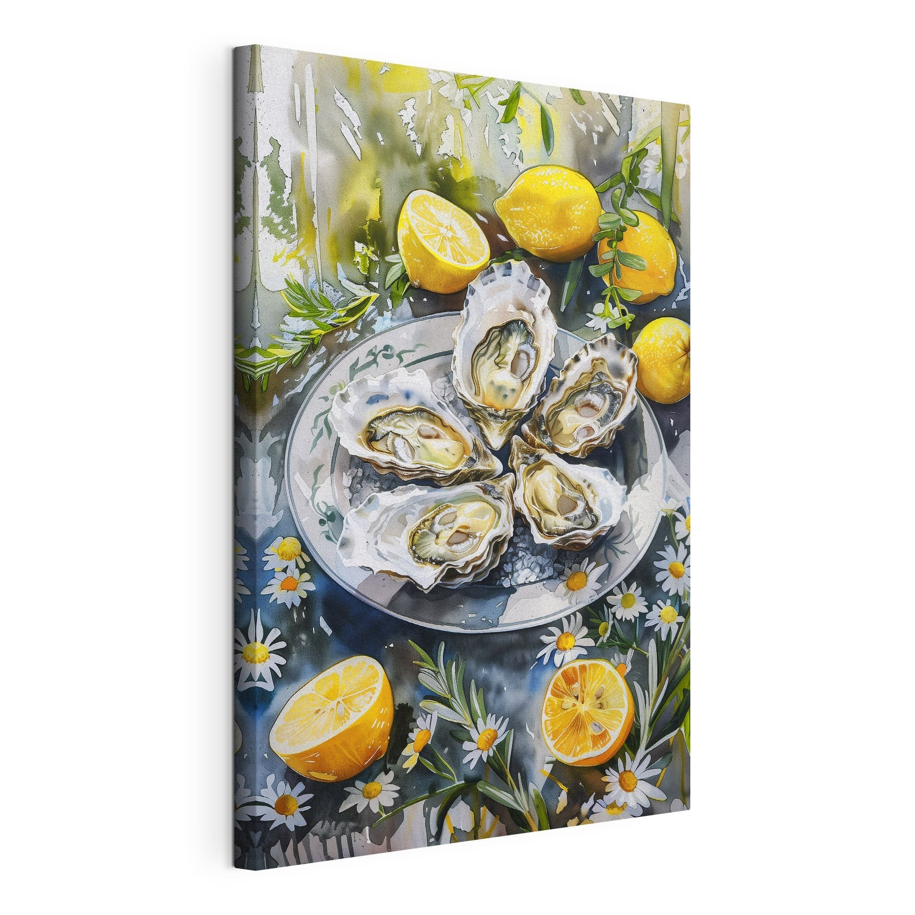 Plate of oysters and lemons